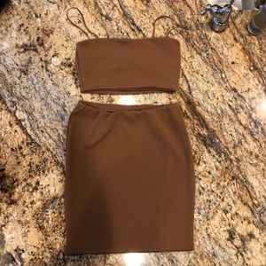 Brown BooHoo Two Piece Set